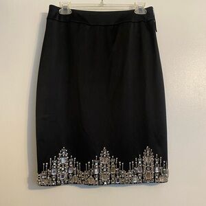Satin Black Skirt with Rhinestones